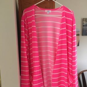 XL hot pink and white stripped Caroline cardigan